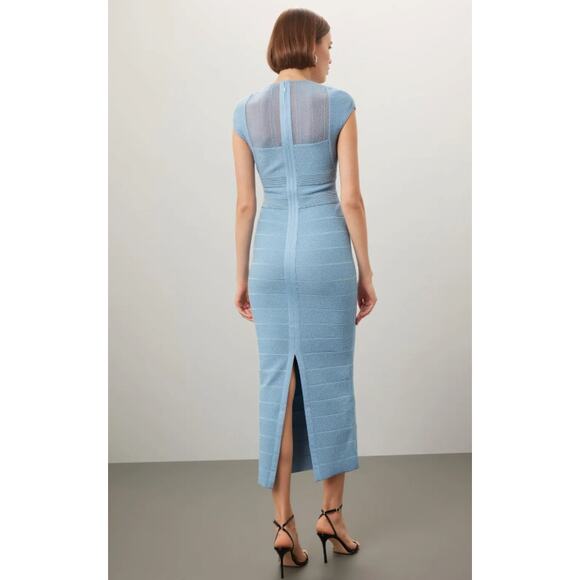Hervé Léger Blue Bandage Sheer Bustier Gown - Picture 4 of 10